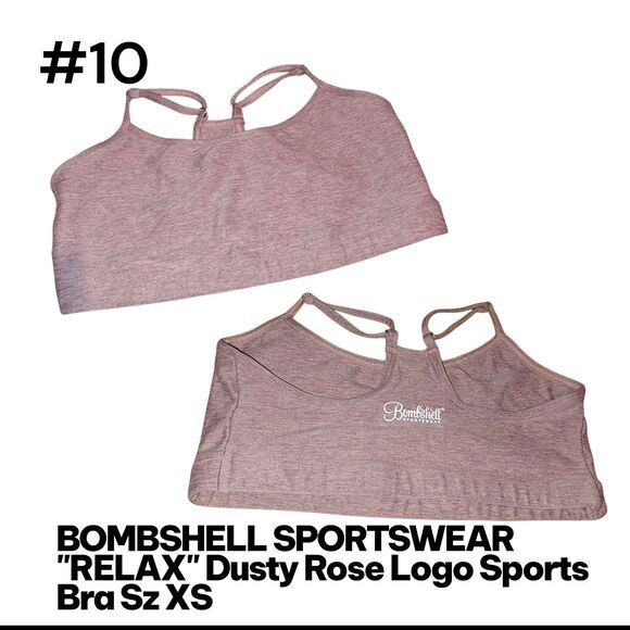 BOMBSHELL "RELAX" SPORTSWEAR Sz XS Dusty Rose Logo Workout Athletic Sports Bra - Picture 4 of 4